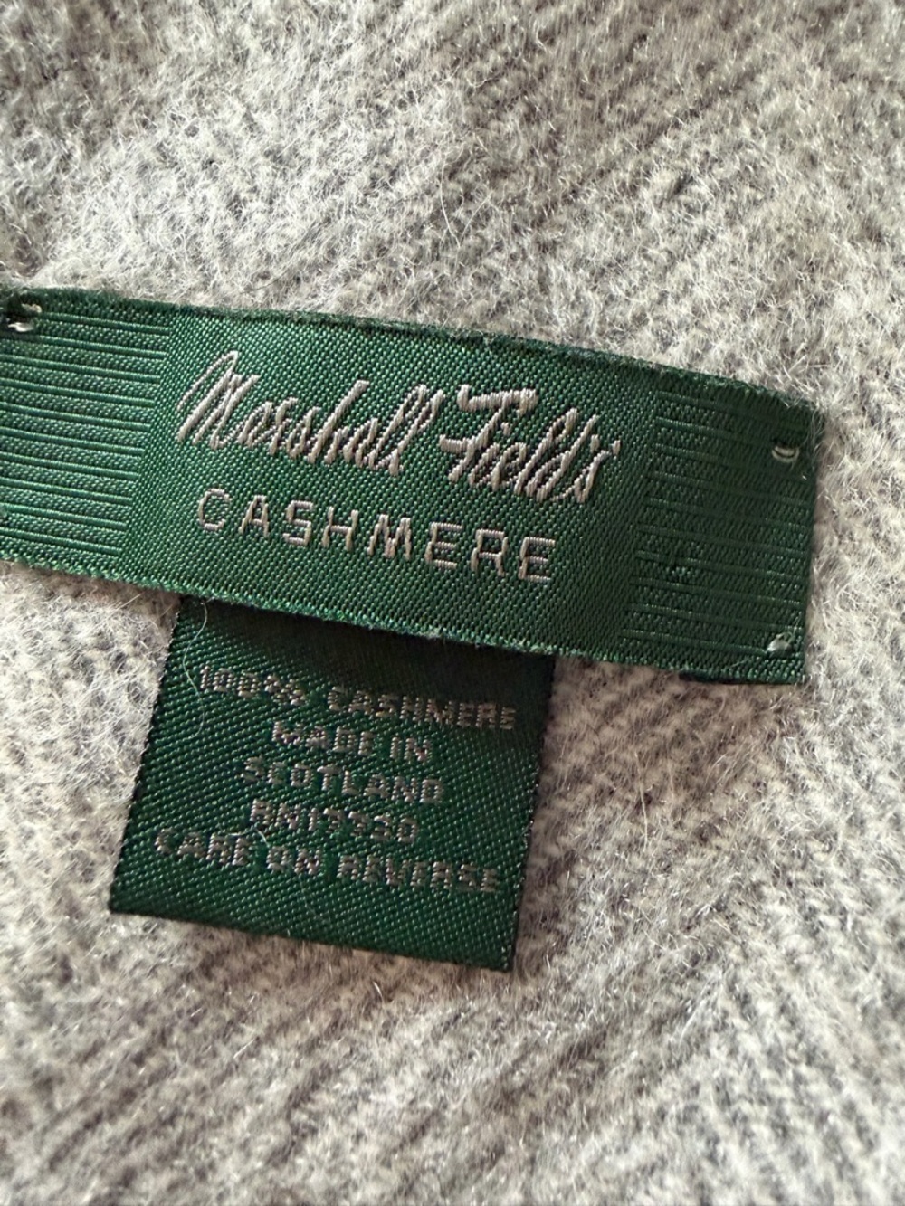 Vintage Marshall Fields Gray Cashmere Scarf